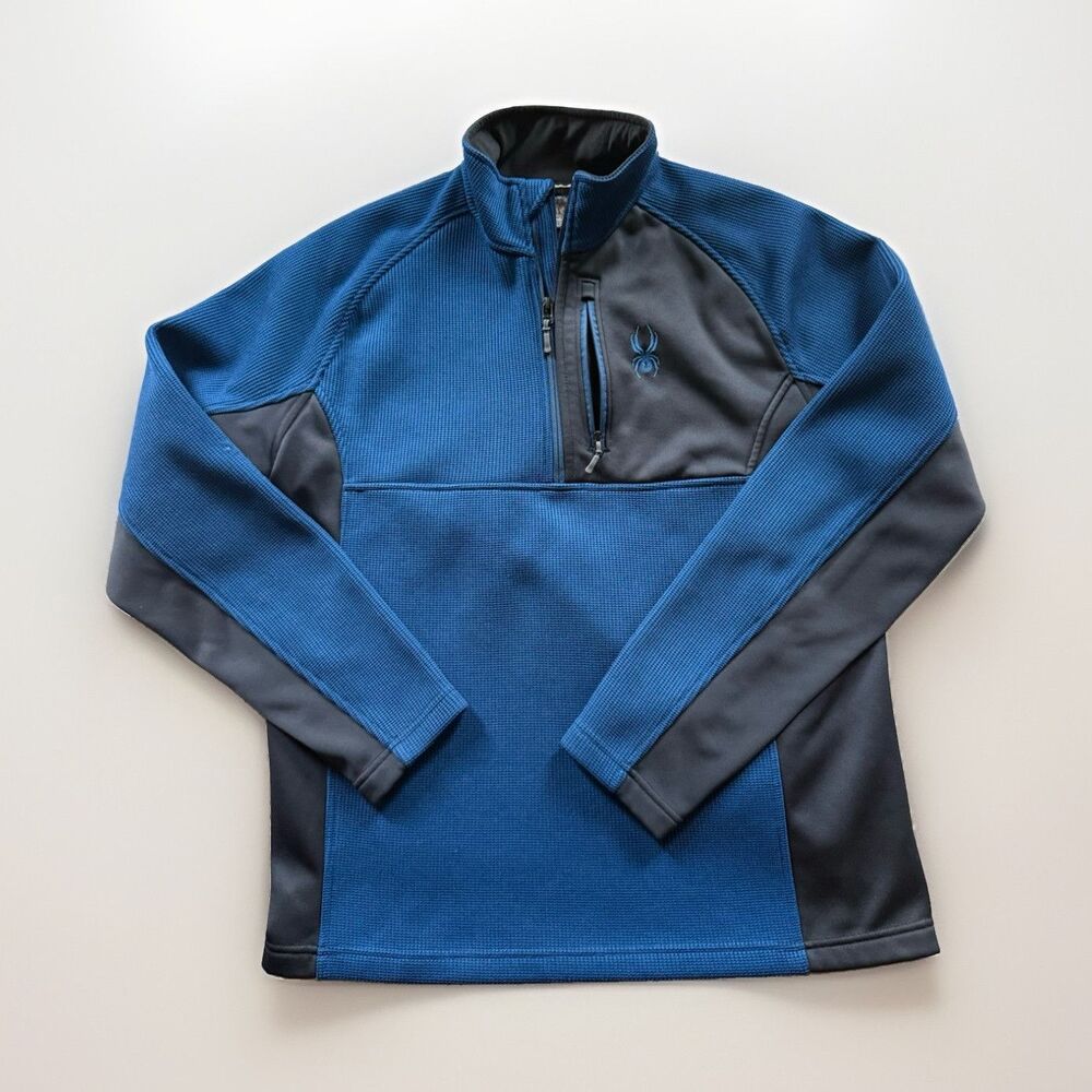 Spyder Men's L Blue/Gray 1/4 Zip Mock Neck Woven Pullover